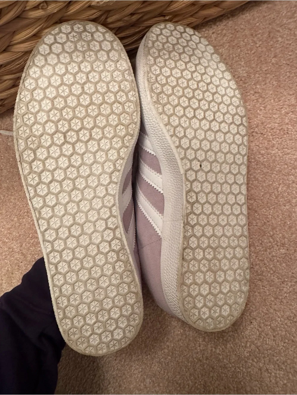 adidas Gazelle Women's Light Lavender Suede Sneakers with White Stripes